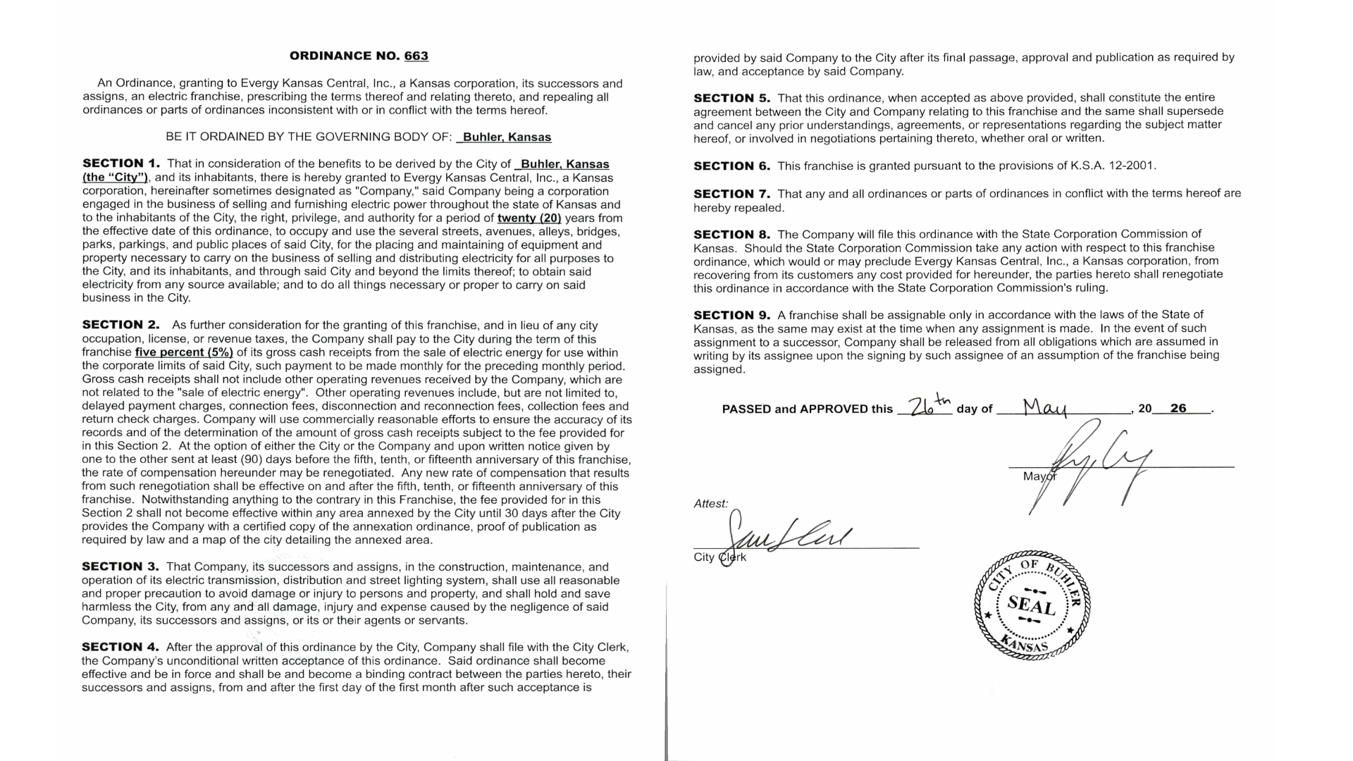 Ordinance 663
